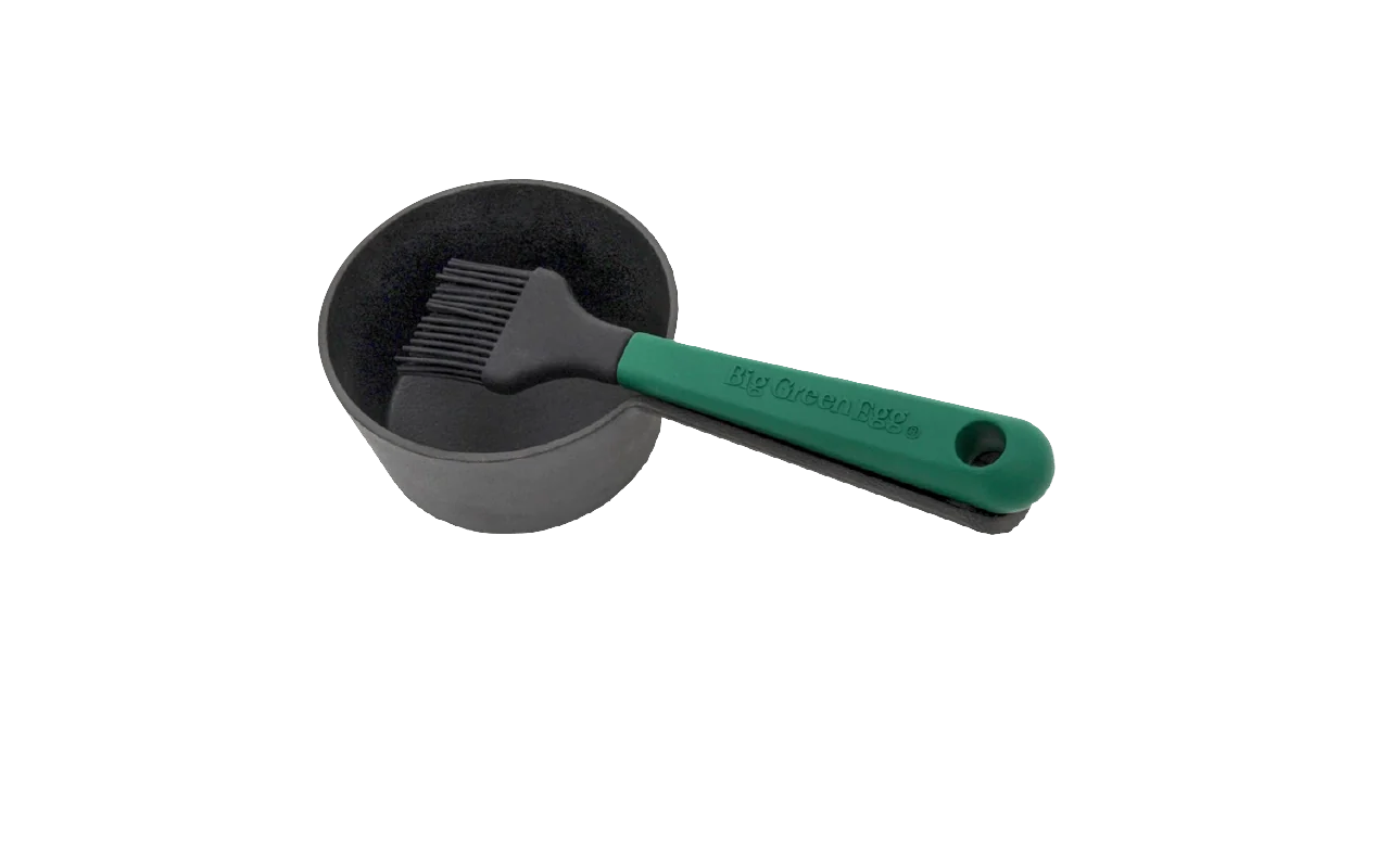Big Green Egg Cast Iron Sauce Pot with Basting Brush Cast Iron Sauce Pot with Basting Brush