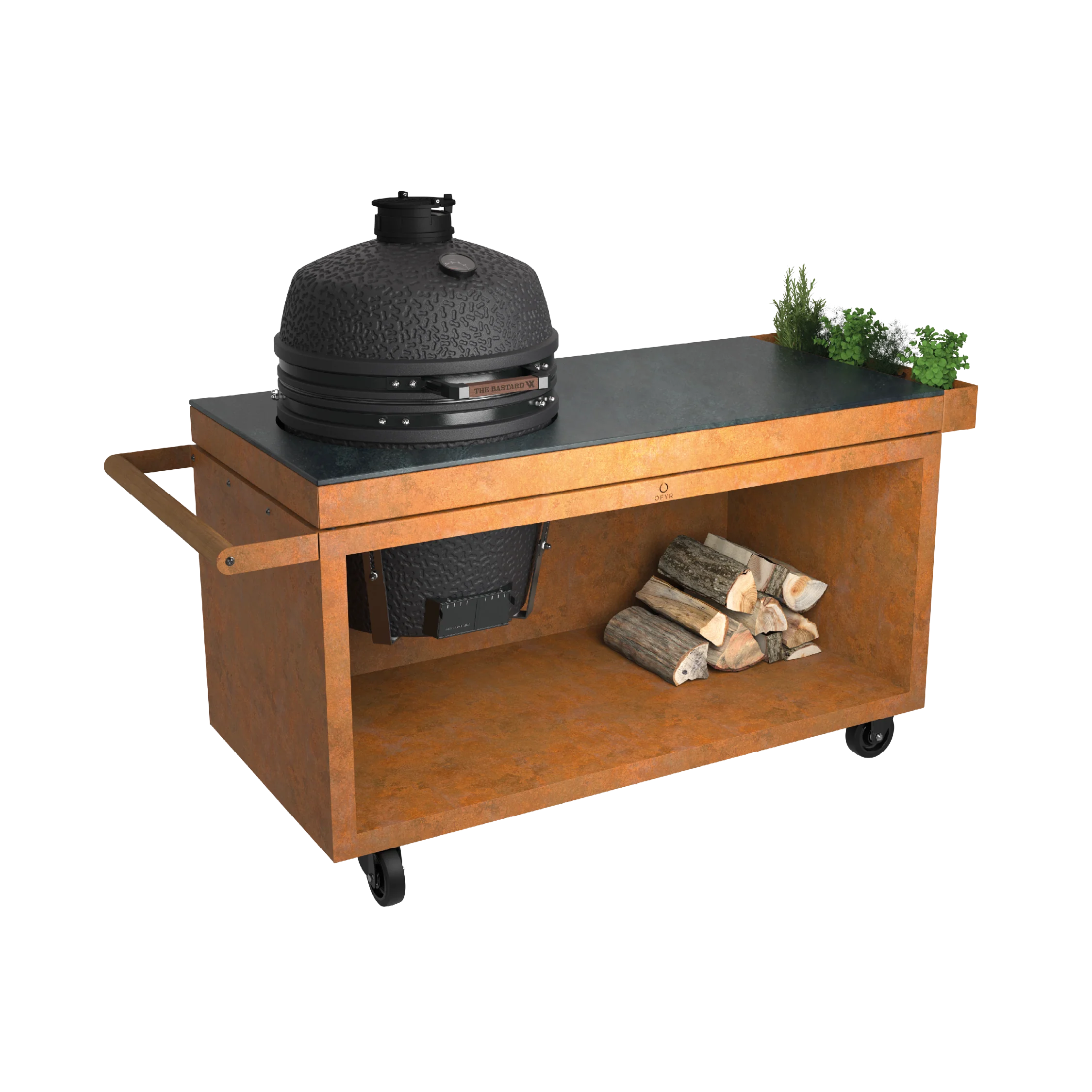 OFYR Kamado table Kamado table — 150 / Corten / Dark grey ceramic / PRO+ — O-K-T-150-PRO+-CCD (EU)