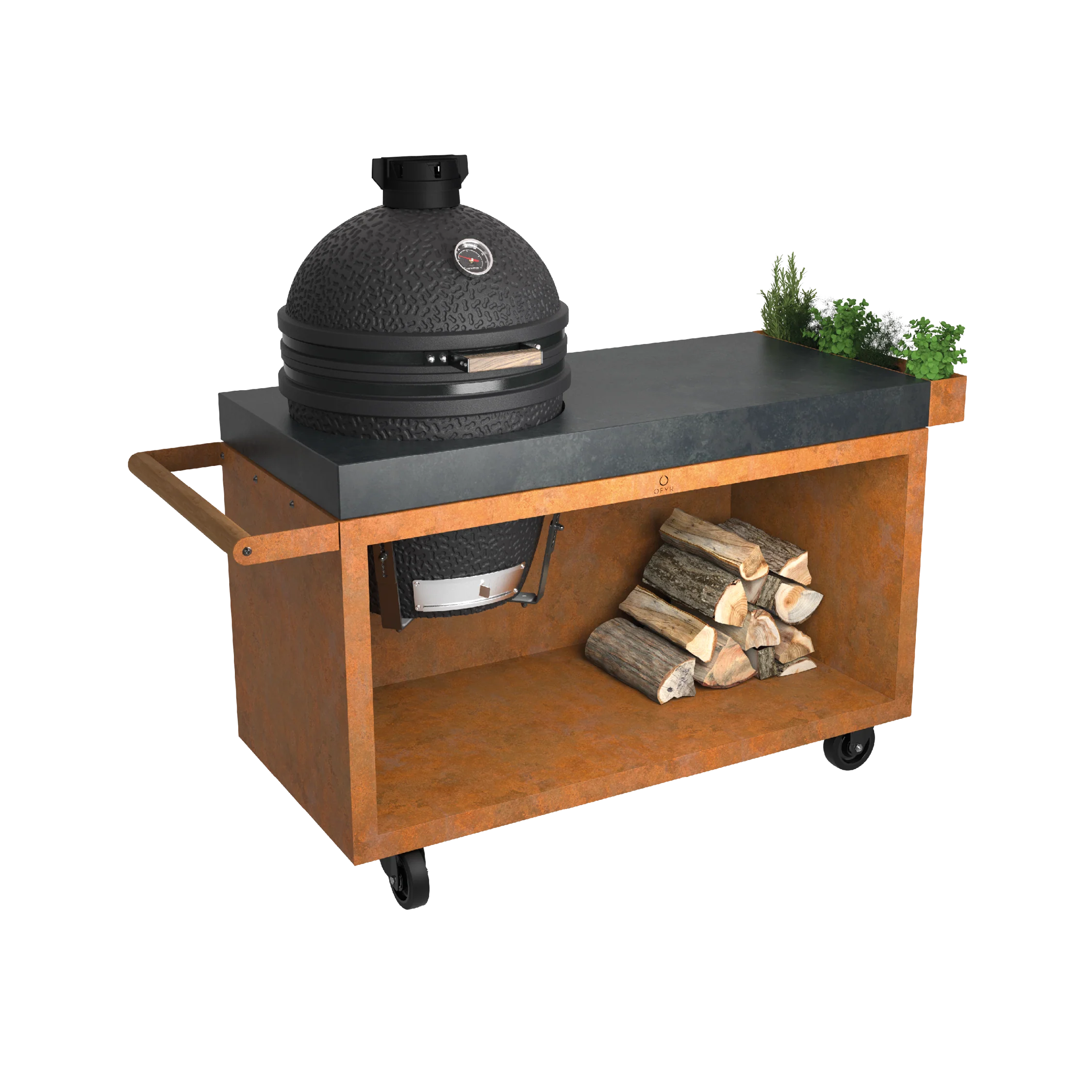 OFYR Kamado table Kamado table — 135 / Corten / Concrete / TB / PRO — O-K-T-135-PRO-CC-TB (EU)