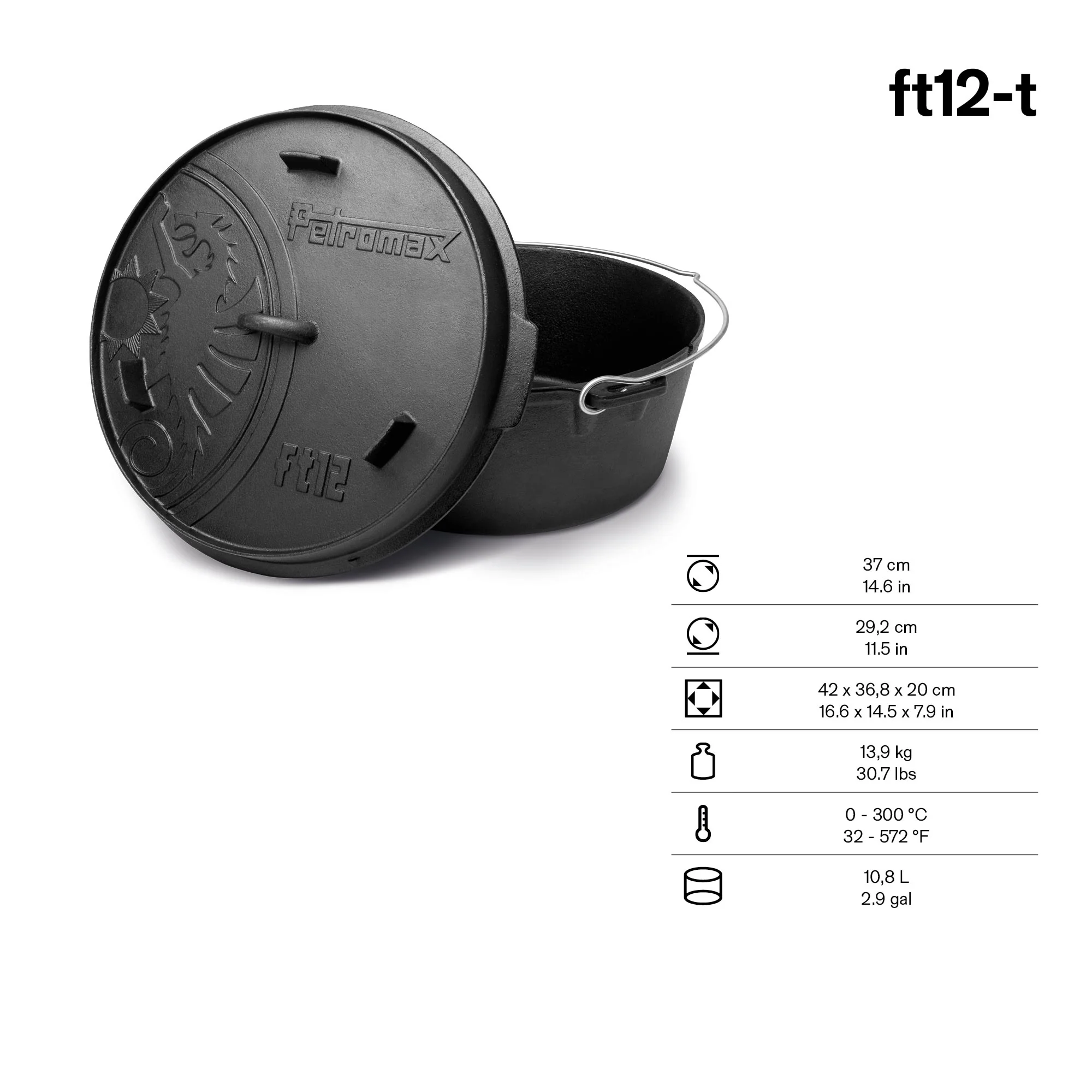 Petromax Dutch Oven Dutch Oven ft12 — flat bottom (EU)